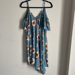 Blue floral strapped/off the shoulder dress